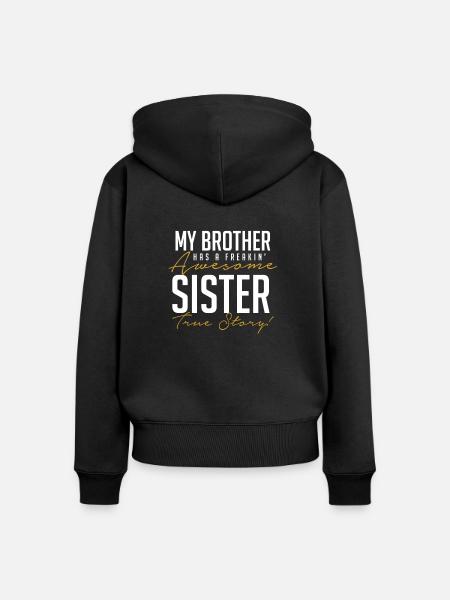 Schwester Bruder Geschenk - Frauen Premium Bio Zip Hoodie - Schwarz