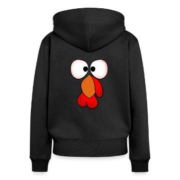 Drôle de tête de la dinde - Sweat à capuche zippé Premium bio Femme - noir - Dos - Julia (174cm)