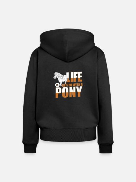Pony - Frauen Premium Bio Zip Hoodie - Schwarz
