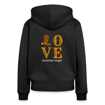 Country Musik Wilder Westen - Frauen Premium Bio Zip Hoodie - Schwarz - Hinten - Julia (174cm)