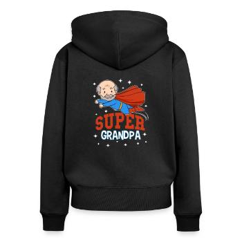 Super grand-père super-héros grand-père opi cadeau héros - Sweat à capuche zippé Premium bio Femme - noir - Dos - Julia (174cm)
