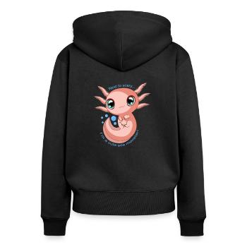 Mignon axolotl bébé - Sweat à capuche zippé Premium bio Femme - noir - Dos - Julia (174cm)