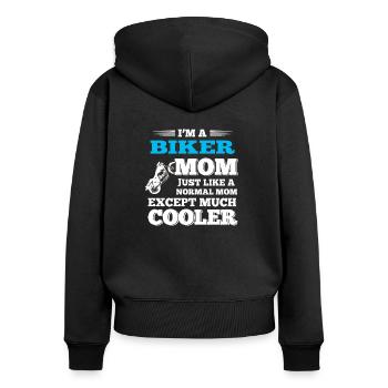 Biker Motorcyclist Motorcycle Girl - Women's Premium Organic Zip Hoodie - black - Back - Julia (174cm)