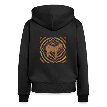 Cheval hypnose rétro en détresse - Sweat à capuche zippé Premium bio Femme - noir - Dos - Julia (174cm)