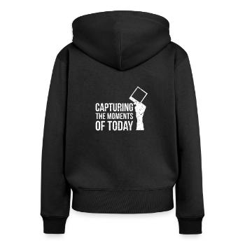 Fotografieren - Frauen Premium Bio Zip Hoodie - Schwarz - Hinten - Julia (174cm)