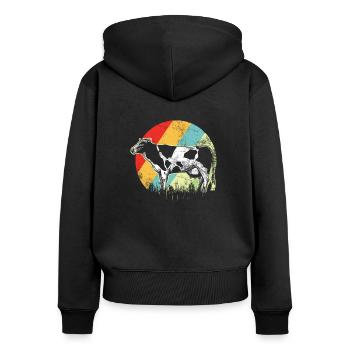 vache - Sweat à capuche zippé Premium bio Femme - noir - Dos - Julia (174cm)