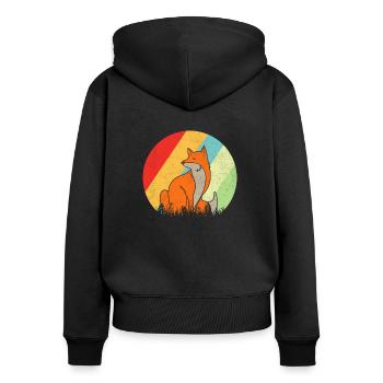 fuchs - Frauen Premium Bio Zip Hoodie - Schwarz - Hinten - Julia (174cm)