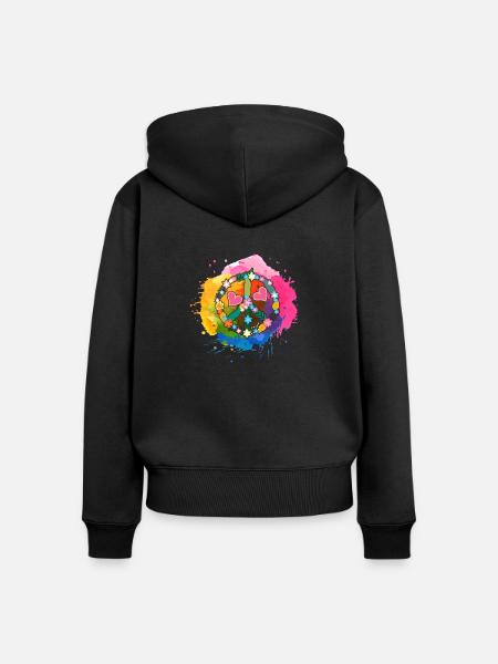 Frieden Harmonie - Frauen Premium Bio Zip Hoodie - Schwarz