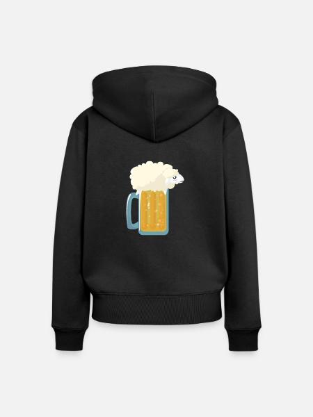 Bier Schaf als Bierschaum - Frauen Premium Bio Zip Hoodie - Schwarz