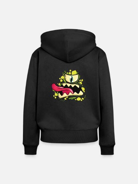 Monster Gesicht - Frauen Premium Bio Zip Hoodie - Schwarz