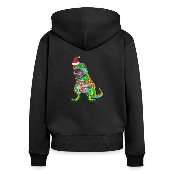 Arbre de Noël TRex Tree Rex Dinosaur - Sweat à capuche zippé Premium bio Femme - noir - Dos - Julia (174cm)