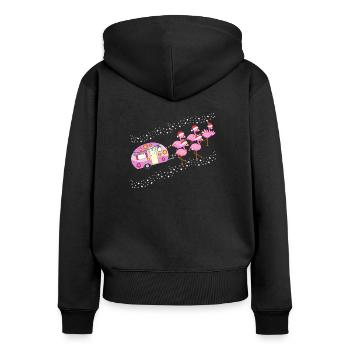 Weihnachten Camping und Flamingo Fan Geschenkidee - Frauen Premium Bio Zip Hoodie - Schwarz - Hinten - Julia (174cm)