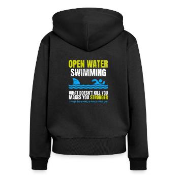 Funny Open Water Swimming Shark - Women's Premium Organic Zip Hoodie - black - Back - Julia (174cm)