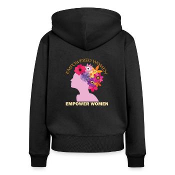 Empowered Women Empower Women - Frauenpower Design - Frauen Premium Bio Zip Hoodie - Schwarz - Hinten - Julia (174cm)