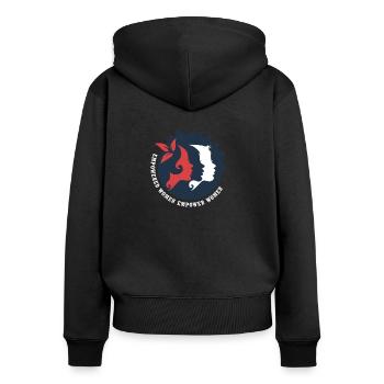 Empowered Women Empower Women - Frauenpower - Frauen Premium Bio Zip Hoodie - Schwarz - Hinten - Julia (174cm)