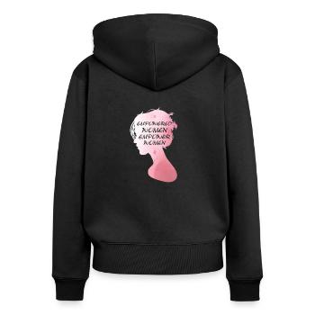 Empowered Women Empower Women - Frauenpower Design - Frauen Premium Bio Zip Hoodie - Schwarz - Hinten - Julia (174cm)
