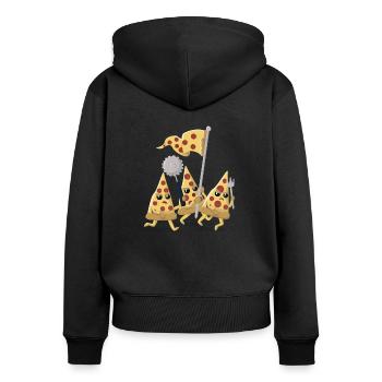 Pizza Revolution - Frauen Premium Bio Zip Hoodie - Schwarz - Hinten - Julia (174cm)