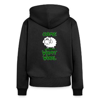 Venez ce cadeau de conception drôle de laine Schaaf - Sweat à capuche zippé Premium bio Femme - noir - Dos - Julia (174cm)