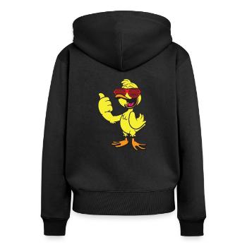 Cool Canard T-shirt Drôle idée de cadeau - Sweat à capuche zippé Premium bio Femme - noir - Dos - Julia (174cm)