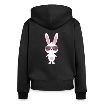Cool lièvre la surprise idée cadeau - Sweat à capuche zippé Premium bio Femme - noir - Dos - Julia (174cm)