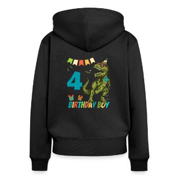4 Year Olds Childrens Birthday Boy Party - Women's Premium Organic Zip Hoodie - black - Back - Julia (174cm)