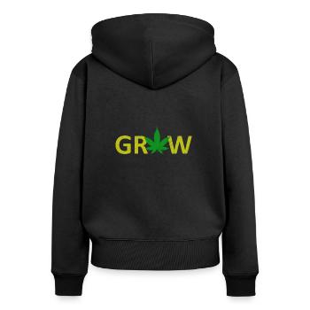 Weed - Grow - Frauen Premium Bio Zip Hoodie - Schwarz - Hinten - Julia (174cm)