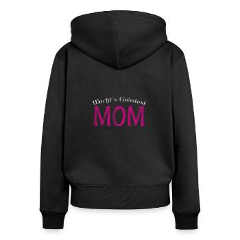 Mutter - Frauen Premium Bio Zip Hoodie - Schwarz - Hinten - Julia (174cm)