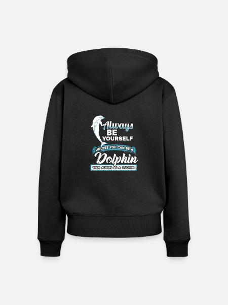 Delphin - Frauen Premium Bio Zip Hoodie - Schwarz