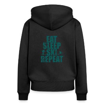 Skifahren Skifahrer Ski Skier Apres Ski - Frauen Premium Bio Zip Hoodie - Schwarz - Hinten - Julia (174cm)