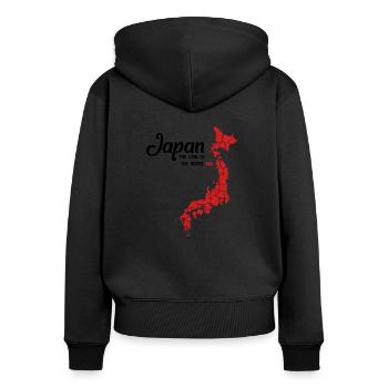 Japan country outline Nihon-koku Tokyo Osaka gift - Women's Premium Organic Zip Hoodie - black - Back - Julia (174cm)