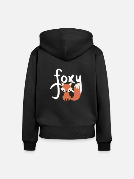 FOXY FUCHS - Frauen Premium Bio Zip Hoodie - Schwarz