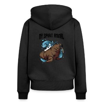 Walrus My Spirit Animal | Wildlife animals gift - Women's Premium Organic Zip Hoodie - black - Back - Julia (174cm)