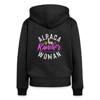 Alpaca Rancher Woman | Llama Lover Fan - Women's Premium Organic Zip Hoodie - black - Back - Julia (174cm)