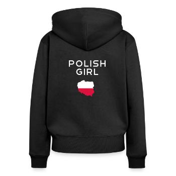 Polish Girl Polska Polnische Frauen T-Shirt - Frauen Premium Bio Zip Hoodie - Schwarz - Hinten - Julia (174cm)