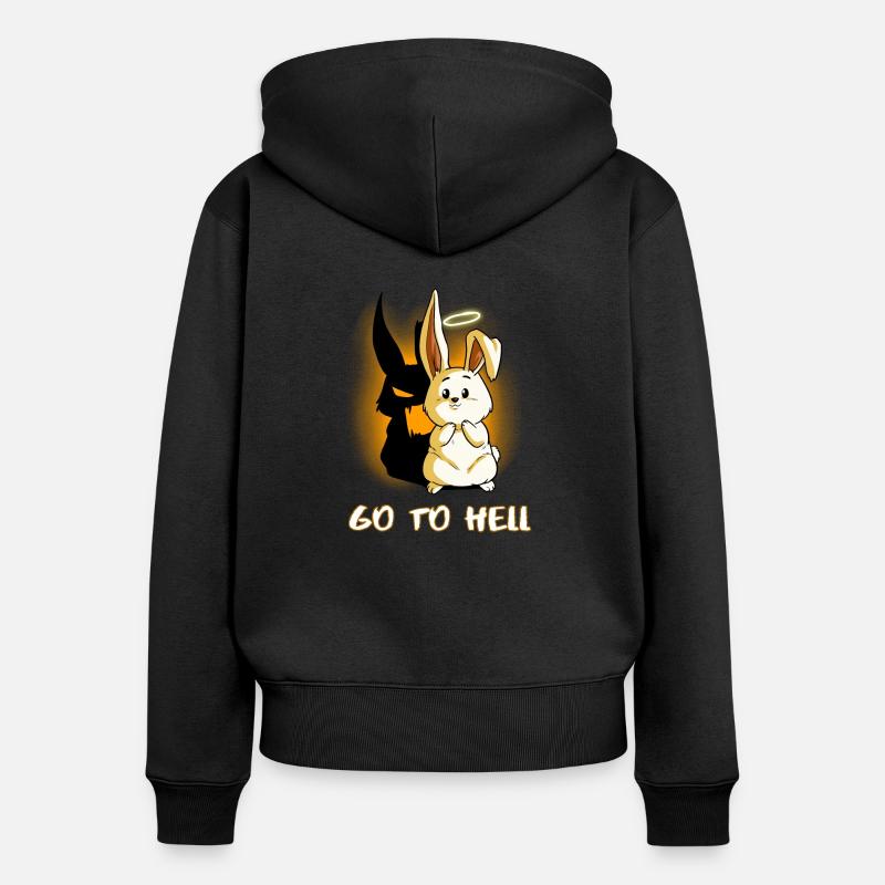 Aller à l'enfer Lapin Lapin Lapin Angel Devil - Sweat à capuche zippé Premium bio Femme - noir