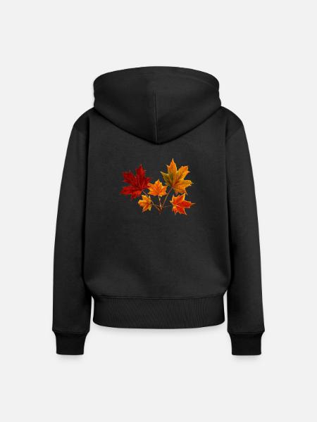 Feuille d'érable feuille d'érable - Sweat à capuche zippé Premium bio Femme - noir