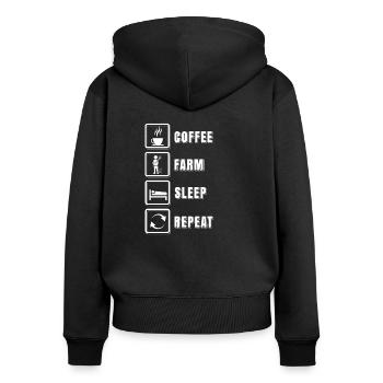 Landwirtschaft Kaffee Landwirt - Frauen Premium Bio Zip Hoodie - Schwarz - Hinten - Julia (174cm)