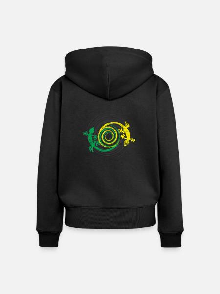 Gecko Kriechtiere - Frauen Premium Bio Zip Hoodie - Schwarz
