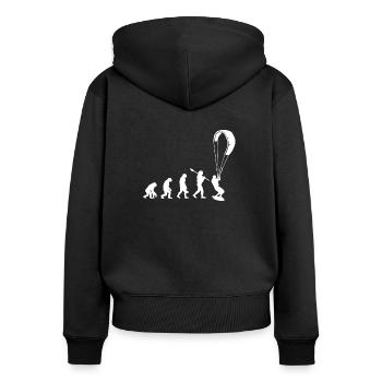 Evolution du Kitesurf - Sweat à capuche zippé Premium bio Femme - noir - Dos - Julia (174cm)