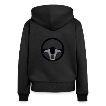 Volant de voiture conduite idée de cadeau taxe sur les véhicules - Sweat à capuche zippé Premium bio Femme - noir - Dos - Julia (174cm)