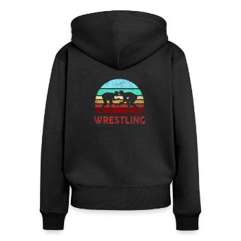 Ringer Freistil pinnen Geschenk Geschenkidee - Frauen Premium Bio Zip Hoodie - Schwarz - Hinten - Julia (174cm)