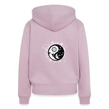 Yin Yang - Sweat à capuche zippé Premium bio Femme - rose poudré - Dos - Julia (174cm)