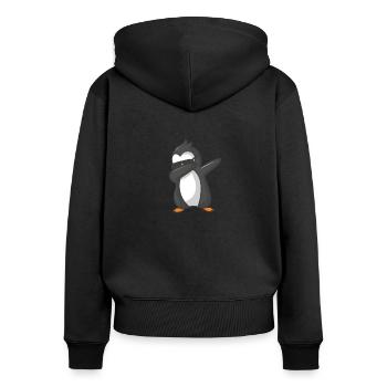 Penguin Seafood Cool Gift - Women's Premium Organic Zip Hoodie - black - Back - Julia (174cm)