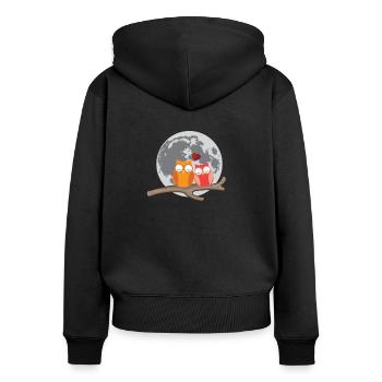 Animal Love - Couple de chouettes - Sweat à capuche zippé Premium bio Femme - noir - Dos - Julia (174cm)