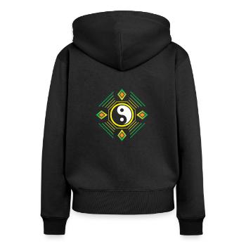 Yin yang - Sweat à capuche zippé Premium bio Femme - noir - Dos - Julia (174cm)
