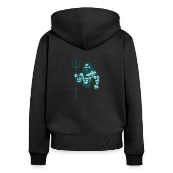 Poseidon Griechischer Gott Geschenk - Frauen Premium Bio Zip Hoodie - Schwarz - Hinten - Julia (174cm)