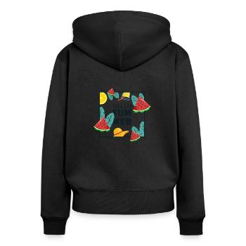 Summer - Women's Premium Organic Zip Hoodie - black - Back - Julia (174cm)