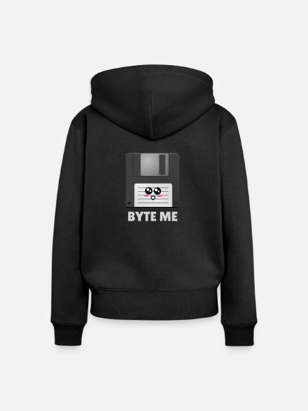 Byte Me Cute Diskette Pun - Frauen Premium Bio Zip Hoodie - Schwarz