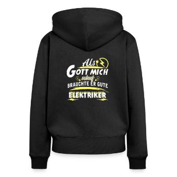 Elektriker - Frauen Premium Bio Zip Hoodie - Schwarz - Hinten - Julia (174cm)