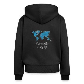 Reisen - Frauen Premium Bio Zip Hoodie - Schwarz - Hinten - Julia (174cm)